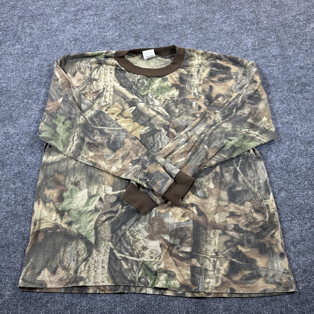 Liberty T-Shirt‎ Mens 2XL Brown Good Camo Advantage Timber Hunting Long Sleeve